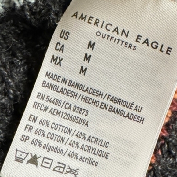 American Eagle striped 4 button henley cotton knit oversized sweater top medium - Picture 11 of 13